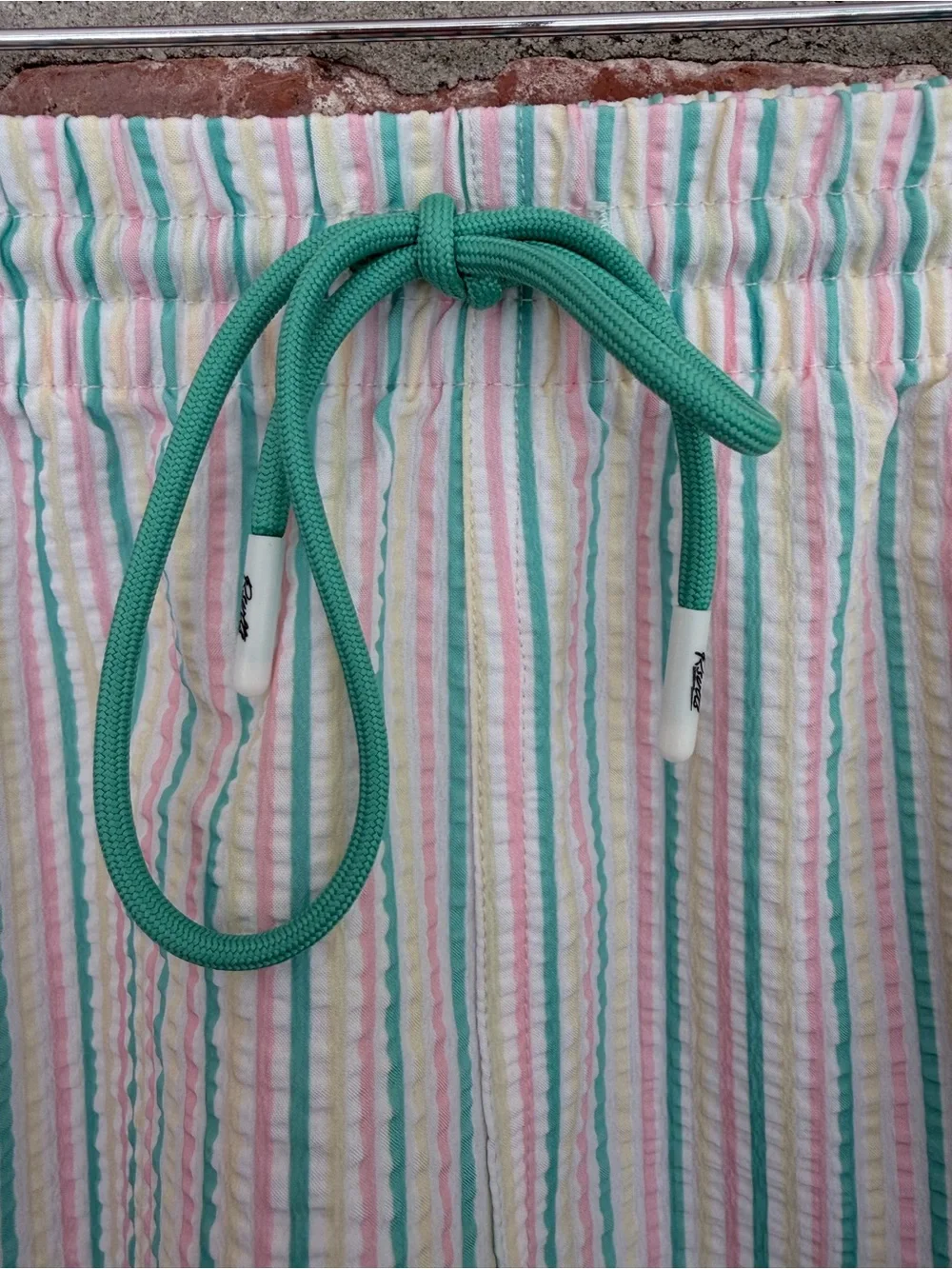 RSVLTS Easy Does It Seersucker Hybrid Swim Trunks 2XL Pastel Stripe